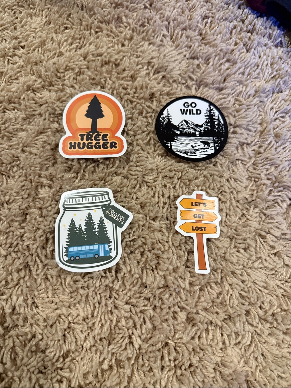 Outdoor Sticker Pack - Tree Hugger, Go Wild, Camper Jar, Let's Get Lost